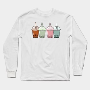 Bubble tea cartoon illustration Long Sleeve T-Shirt